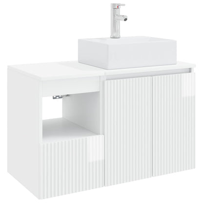 vidaXL Bathroom Furniture Set 2 pcs High Gloss White Engineered Wood