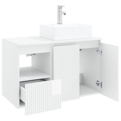 vidaXL Bathroom Furniture Set 2 pcs High Gloss White Engineered Wood