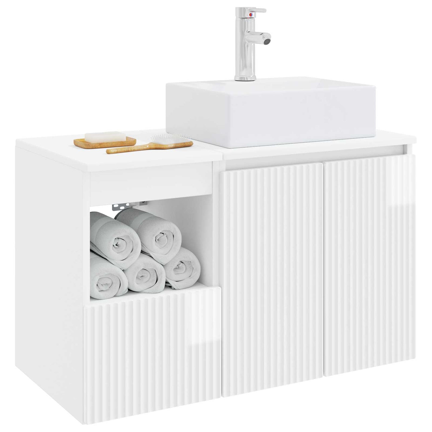 vidaXL Bathroom Furniture Set 2 pcs High Gloss White Engineered Wood