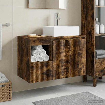 vidaXL Bathroom Furniture Set 2 pcs Smoked Oak Engineered Wood