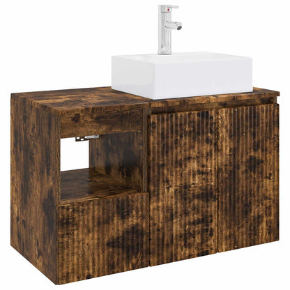 vidaXL Bathroom Furniture Set 2 pcs Smoked Oak Engineered Wood