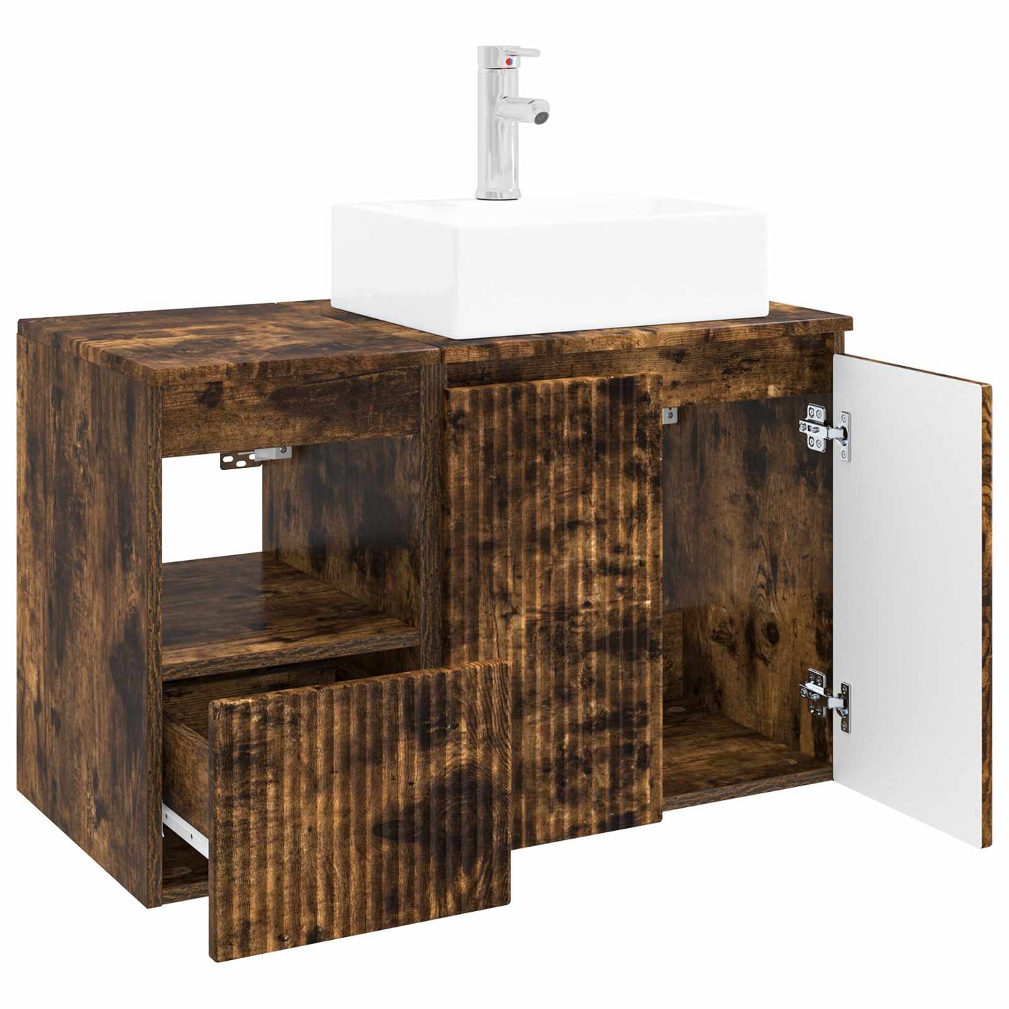 vidaXL Bathroom Furniture Set 2 pcs Smoked Oak Engineered Wood