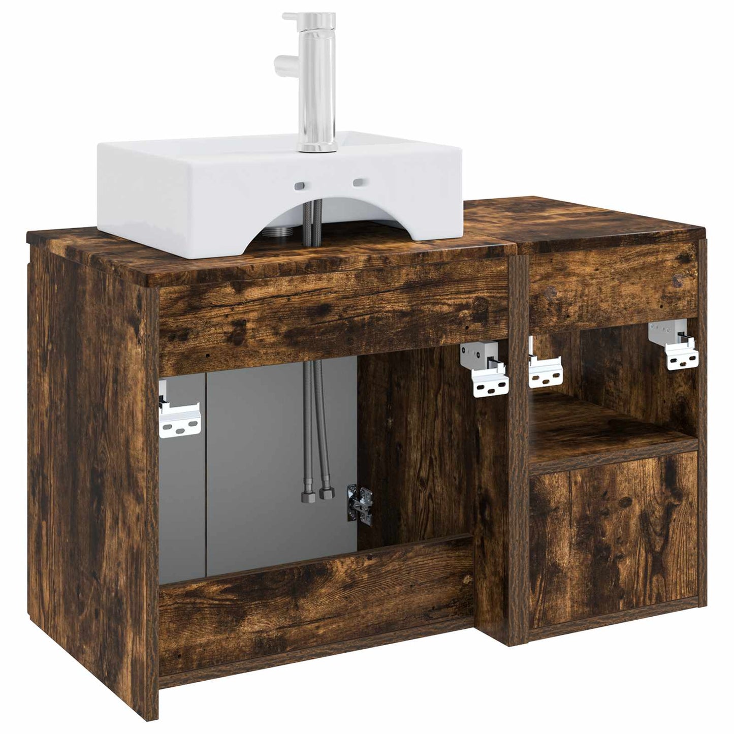 vidaXL Bathroom Furniture Set 2 pcs Smoked Oak Engineered Wood