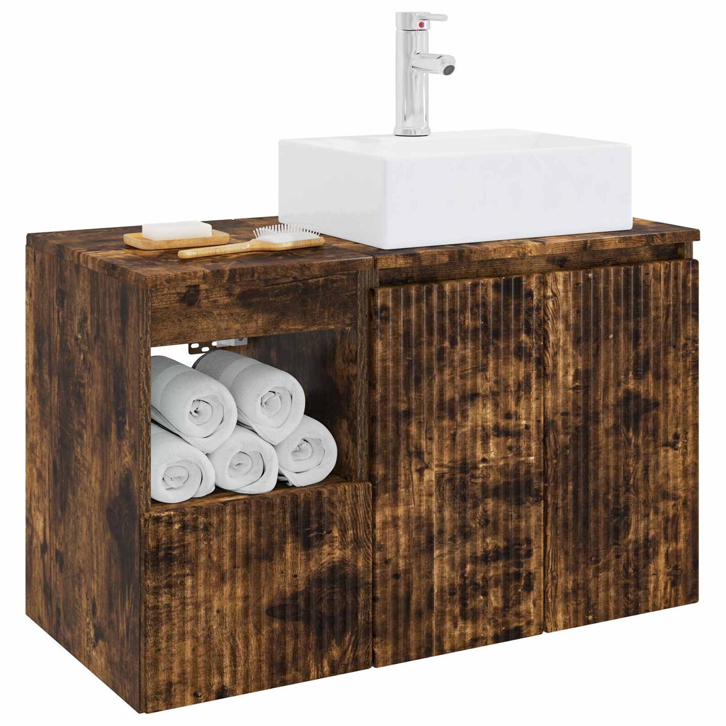 vidaXL Bathroom Furniture Set 2 pcs Smoked Oak Engineered Wood