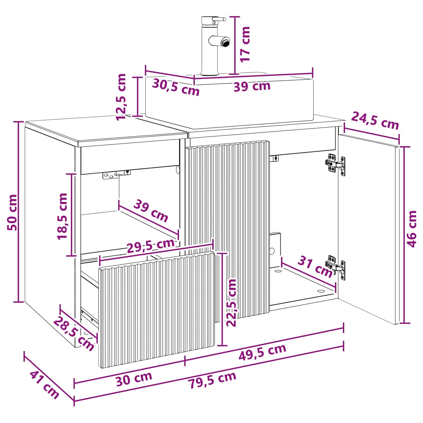 vidaXL Bathroom Furniture Set 2 pcs Smoked Oak Engineered Wood