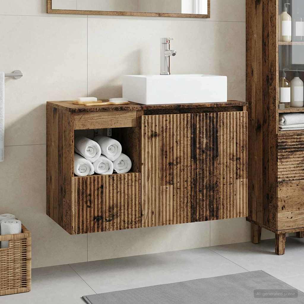 vidaXL Bathroom Furniture Set 2 pcs Old Wood Engineered Wood
