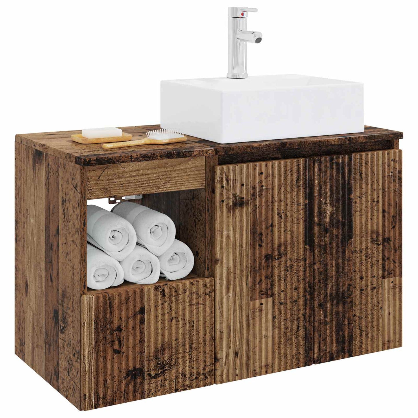 vidaXL Bathroom Furniture Set 2 pcs Old Wood Engineered Wood