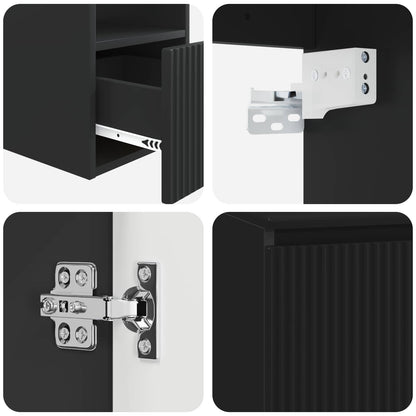 vidaXL Bathroom Furniture Set 2 pcs Black Engineered Wood