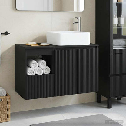 vidaXL Bathroom Furniture Set 2 pcs Black Engineered Wood