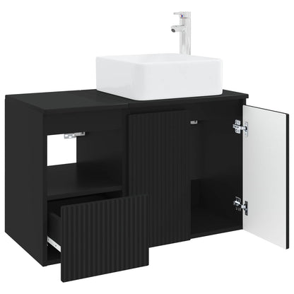 vidaXL Bathroom Furniture Set 2 pcs Black Engineered Wood