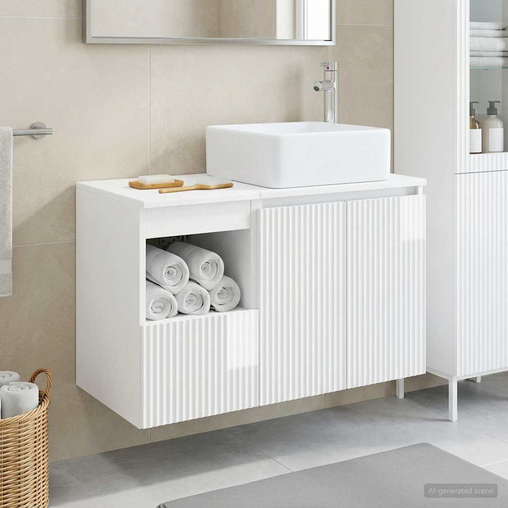 vidaXL Bathroom Furniture Set 2 pcs High Gloss White Engineered Wood
