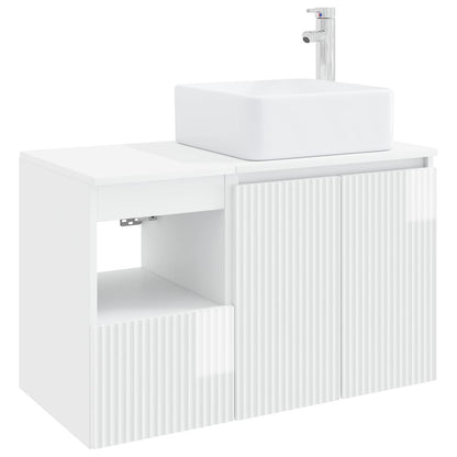 vidaXL Bathroom Furniture Set 2 pcs High Gloss White Engineered Wood