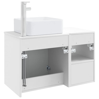 vidaXL Bathroom Furniture Set 2 pcs High Gloss White Engineered Wood