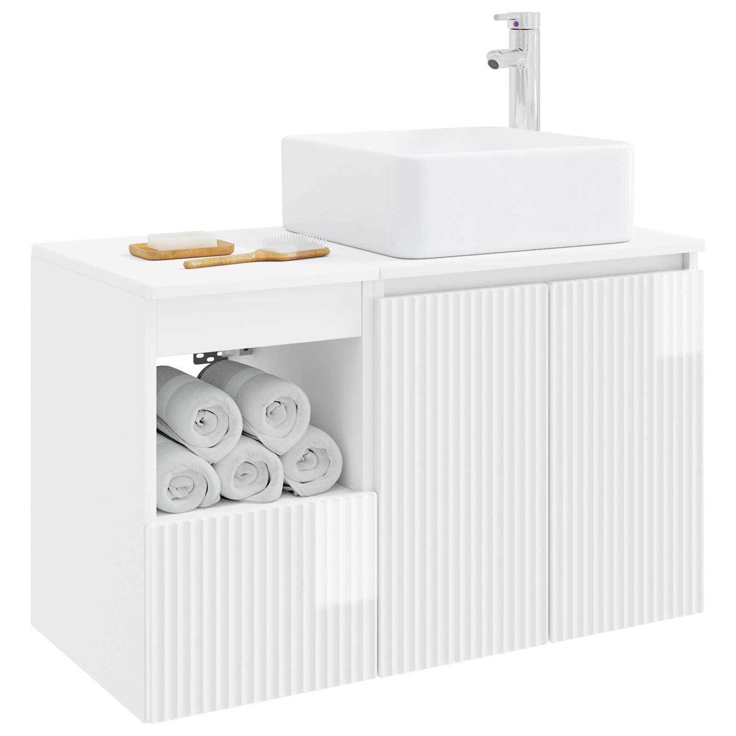 vidaXL Bathroom Furniture Set 2 pcs High Gloss White Engineered Wood