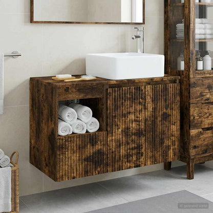 vidaXL Bathroom Furniture Set 2 pcs Smoked Oak Engineered Wood