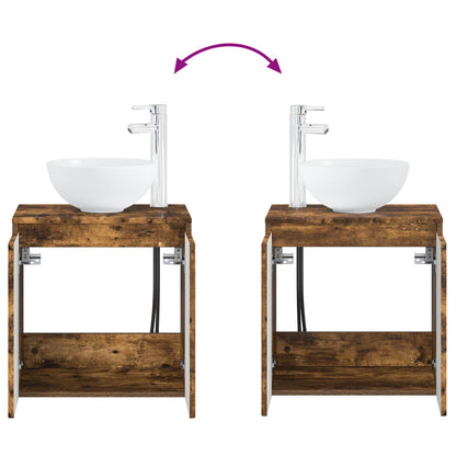 vidaXL Bathroom Furniture Set 2 pcs Smoked Oak Engineered Wood