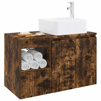 vidaXL Bathroom Furniture Set 2 pcs Smoked Oak Engineered Wood