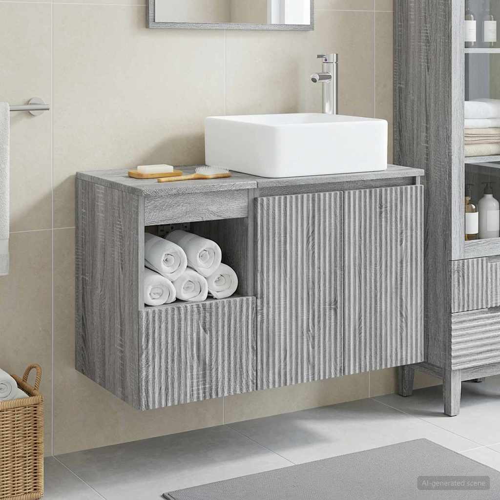 vidaXL Bathroom Furniture Set 2 pcs Grey Sonoma Engineered Wood