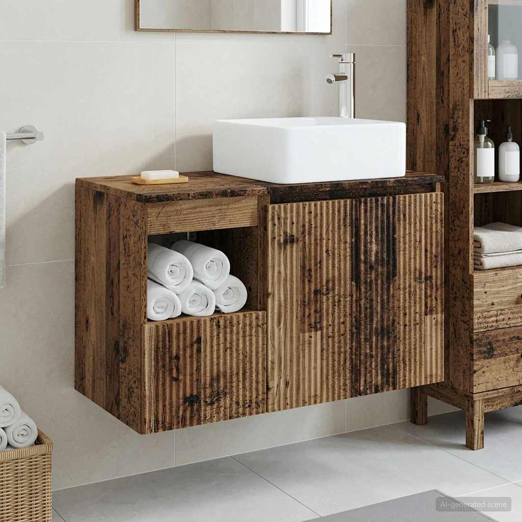 vidaXL Bathroom Furniture Set 2 pcs Old Wood Engineered Wood