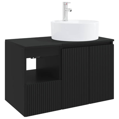 vidaXL Bathroom Furniture Set 2 pcs Black Engineered Wood