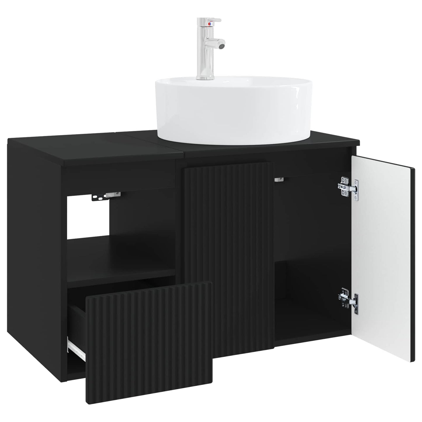 vidaXL Bathroom Furniture Set 2 pcs Black Engineered Wood