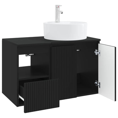 vidaXL Bathroom Furniture Set 2 pcs Black Engineered Wood