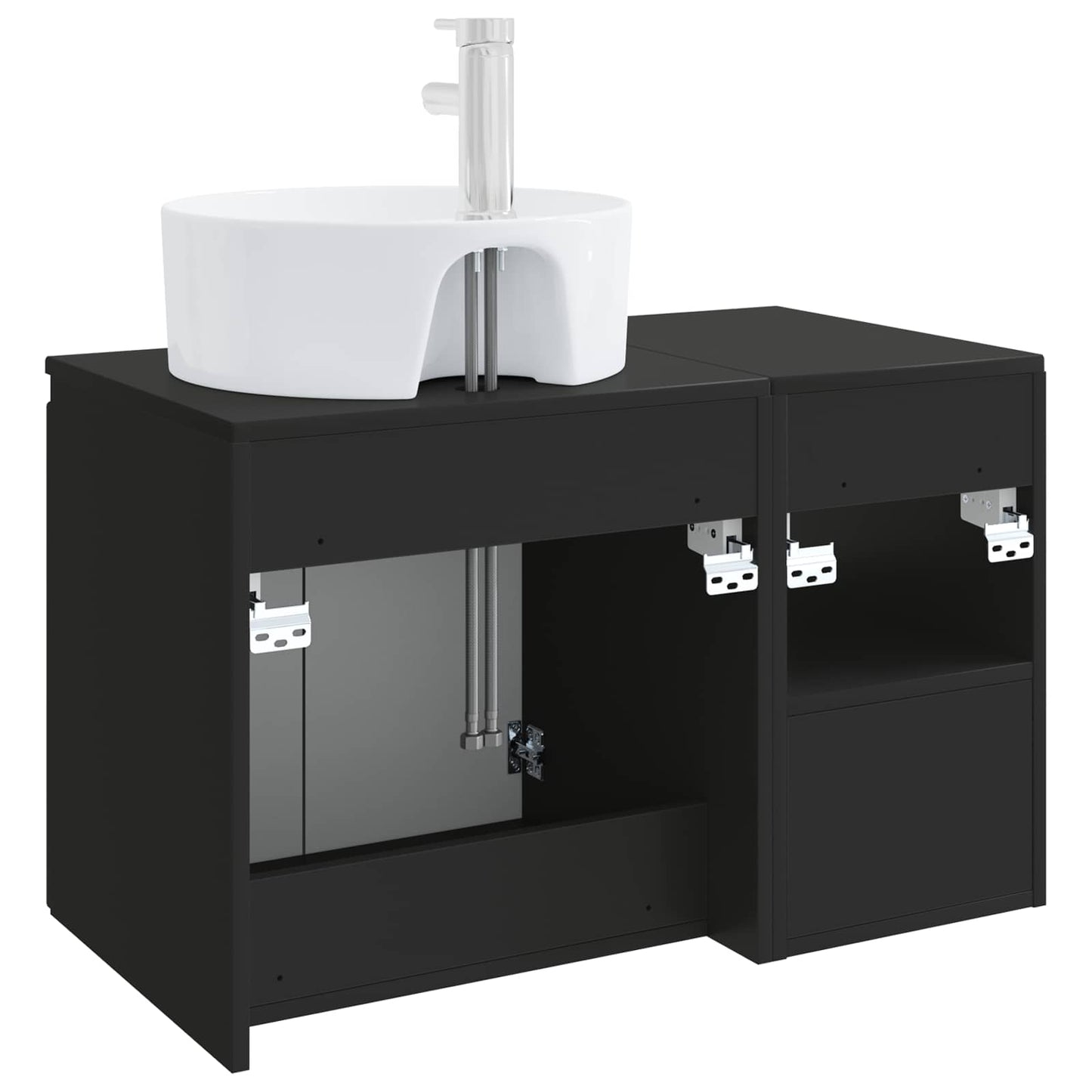 vidaXL Bathroom Furniture Set 2 pcs Black Engineered Wood