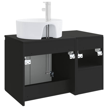 vidaXL Bathroom Furniture Set 2 pcs Black Engineered Wood