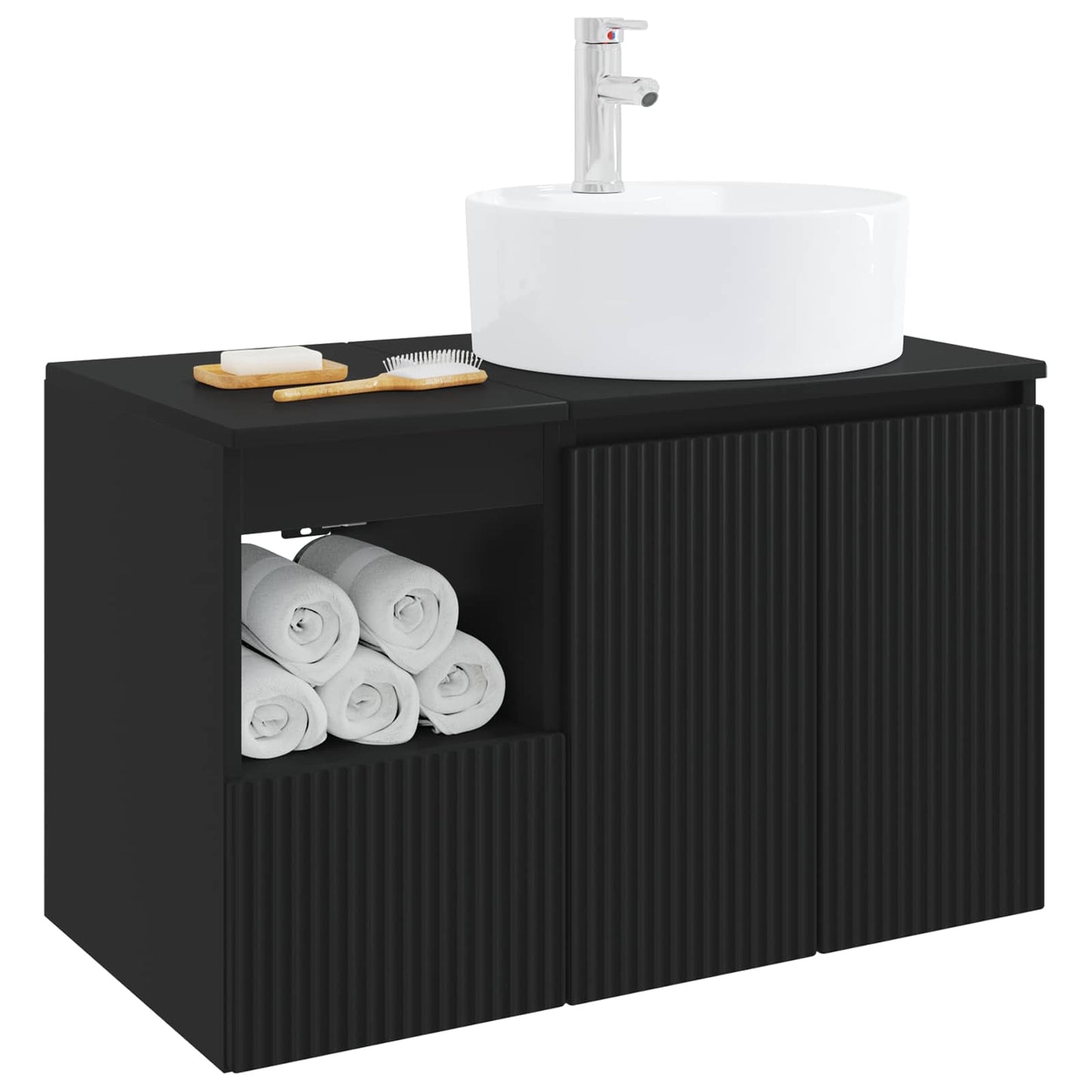 vidaXL Bathroom Furniture Set 2 pcs Black Engineered Wood