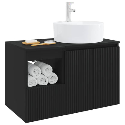 vidaXL Bathroom Furniture Set 2 pcs Black Engineered Wood