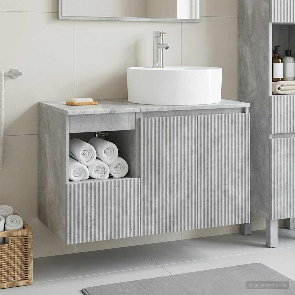 vidaXL Bathroom Furniture Set 2 pcs Concrete Grey Engineered Wood