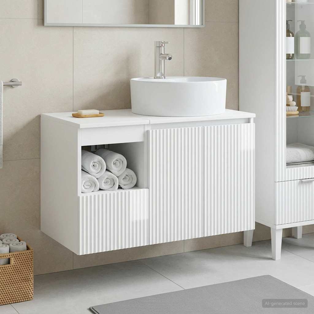 vidaXL Bathroom Furniture Set 2 pcs High Gloss White Engineered Wood