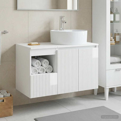 vidaXL Bathroom Furniture Set 2 pcs High Gloss White Engineered Wood