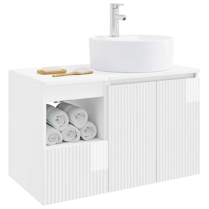 vidaXL Bathroom Furniture Set 2 pcs High Gloss White Engineered Wood