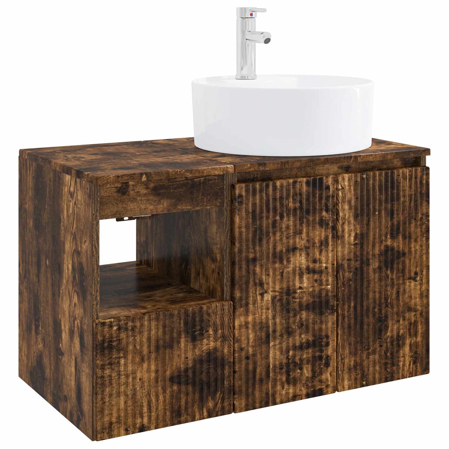 vidaXL Bathroom Furniture Set 2 pcs Smoked Oak Engineered Wood