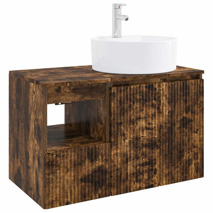 vidaXL Bathroom Furniture Set 2 pcs Smoked Oak Engineered Wood