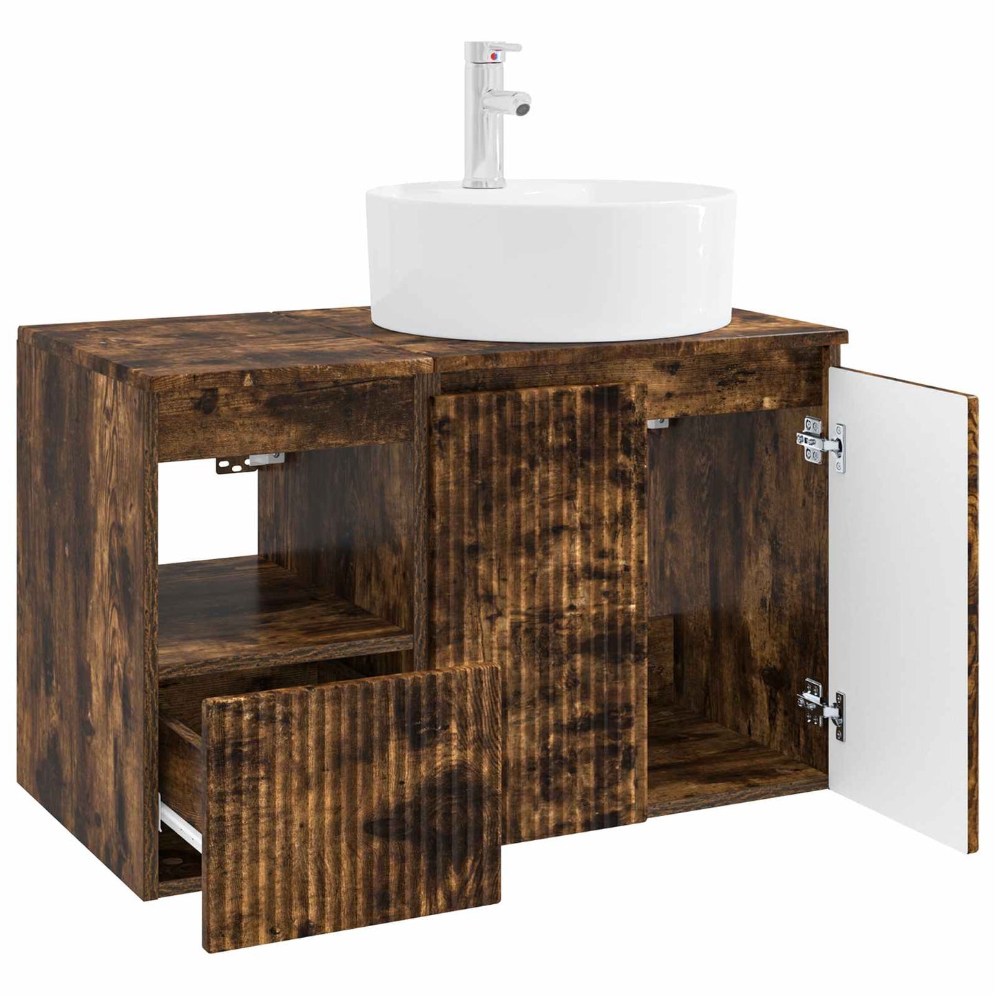 vidaXL Bathroom Furniture Set 2 pcs Smoked Oak Engineered Wood
