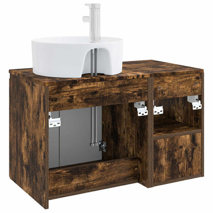 vidaXL Bathroom Furniture Set 2 pcs Smoked Oak Engineered Wood