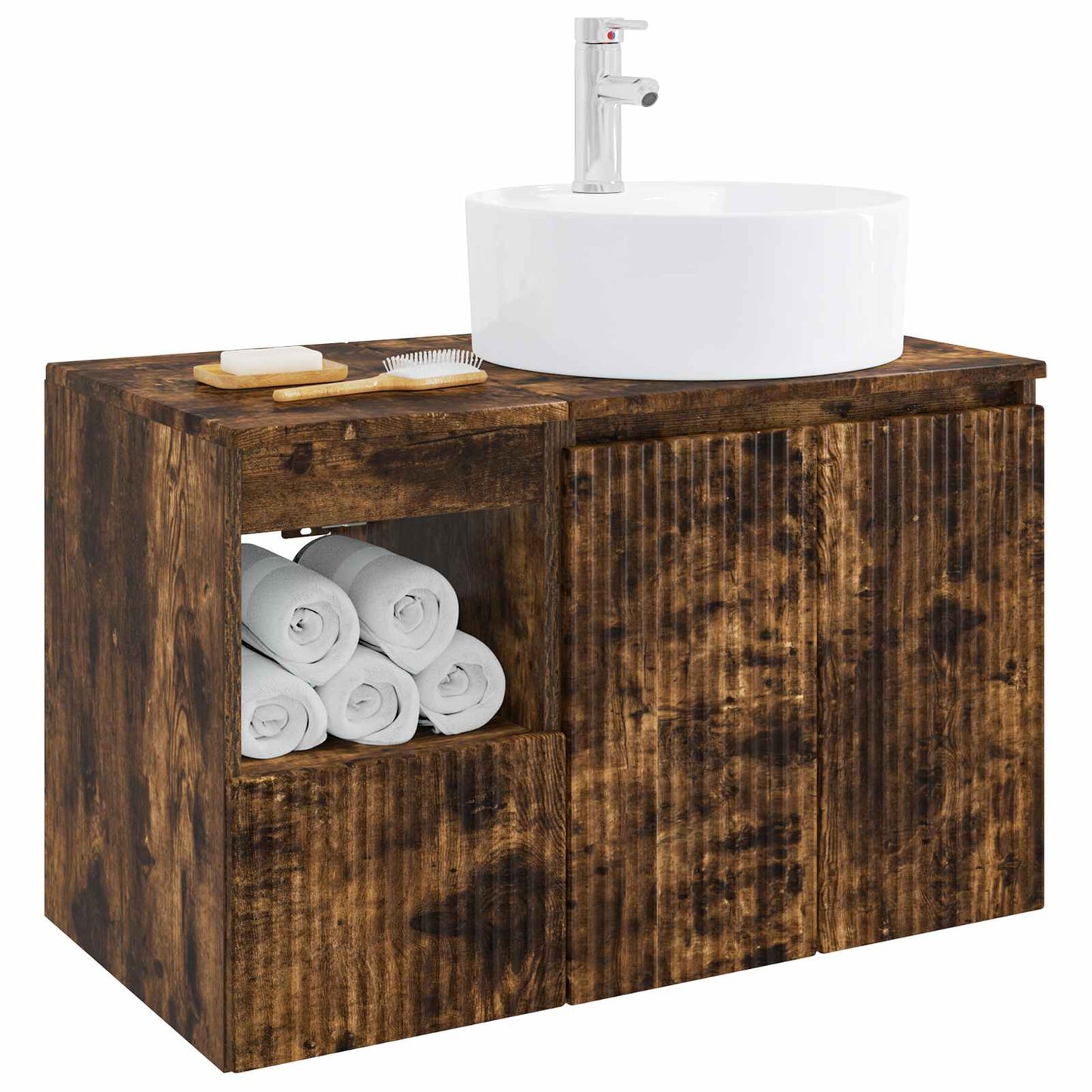 vidaXL Bathroom Furniture Set 2 pcs Smoked Oak Engineered Wood