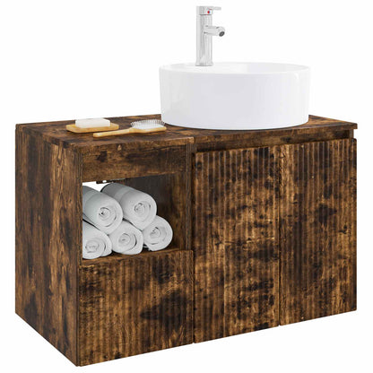 vidaXL Bathroom Furniture Set 2 pcs Smoked Oak Engineered Wood