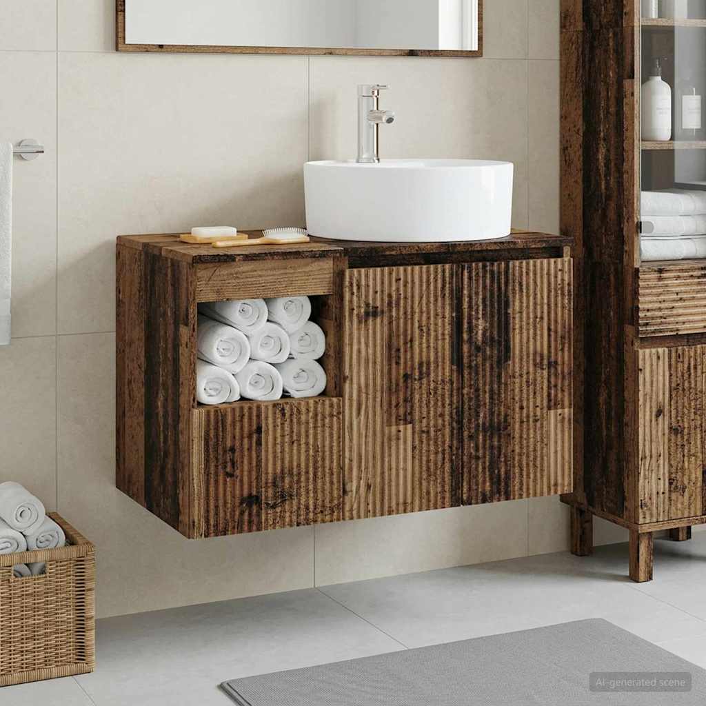 vidaXL Bathroom Furniture Set 2 pcs Old Wood Engineered Wood