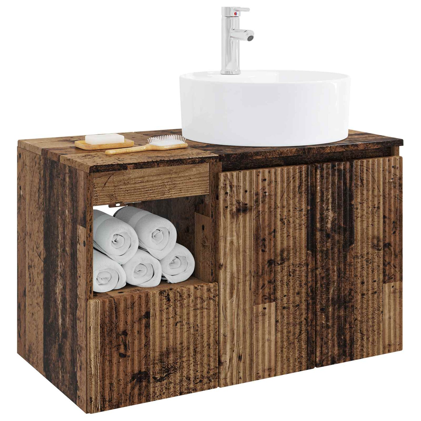 vidaXL Bathroom Furniture Set 2 pcs Old Wood Engineered Wood