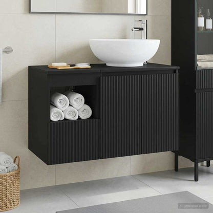 vidaXL Bathroom Furniture Set 2 pcs Black Engineered Wood