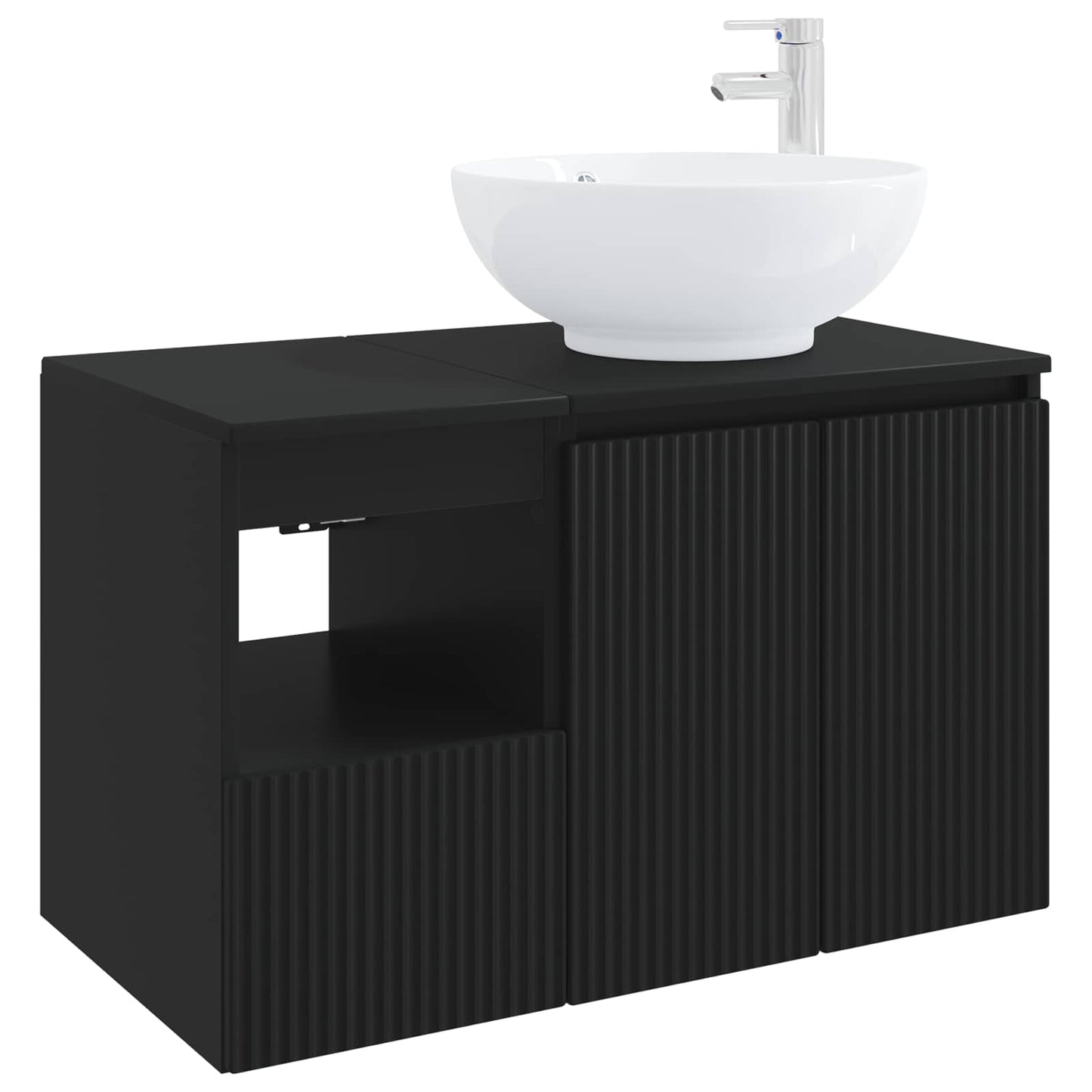 vidaXL Bathroom Furniture Set 2 pcs Black Engineered Wood