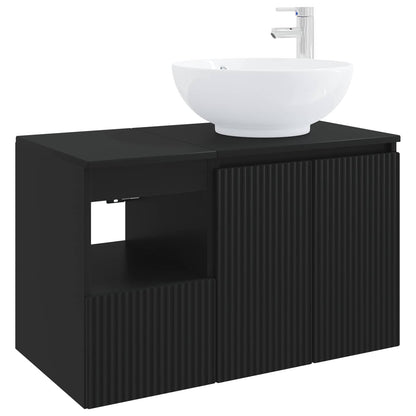 vidaXL Bathroom Furniture Set 2 pcs Black Engineered Wood