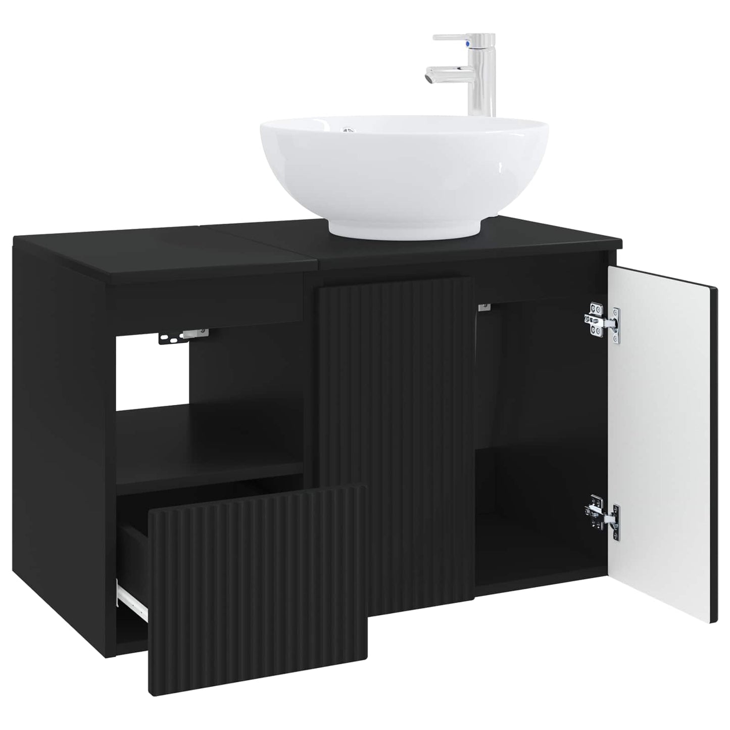 vidaXL Bathroom Furniture Set 2 pcs Black Engineered Wood