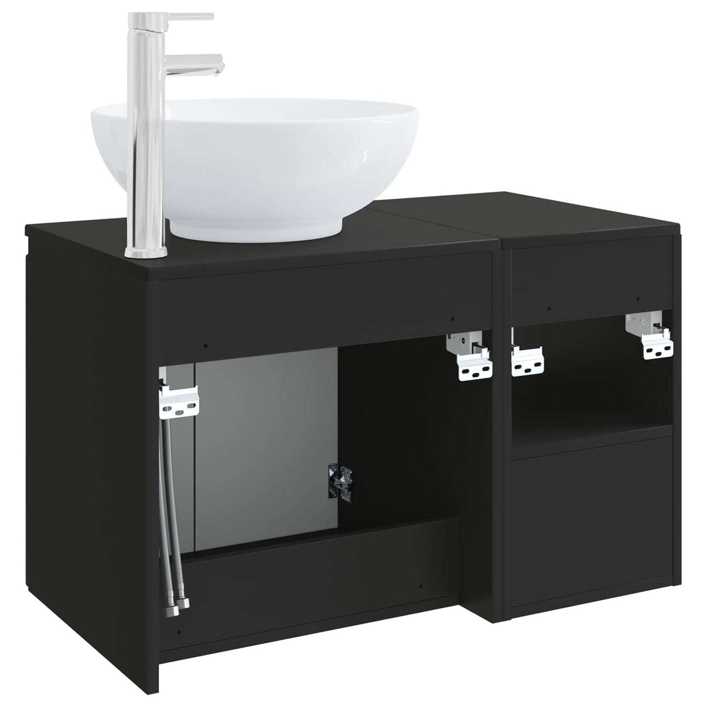vidaXL Bathroom Furniture Set 2 pcs Black Engineered Wood