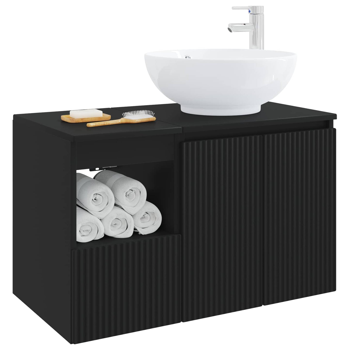 vidaXL Bathroom Furniture Set 2 pcs Black Engineered Wood