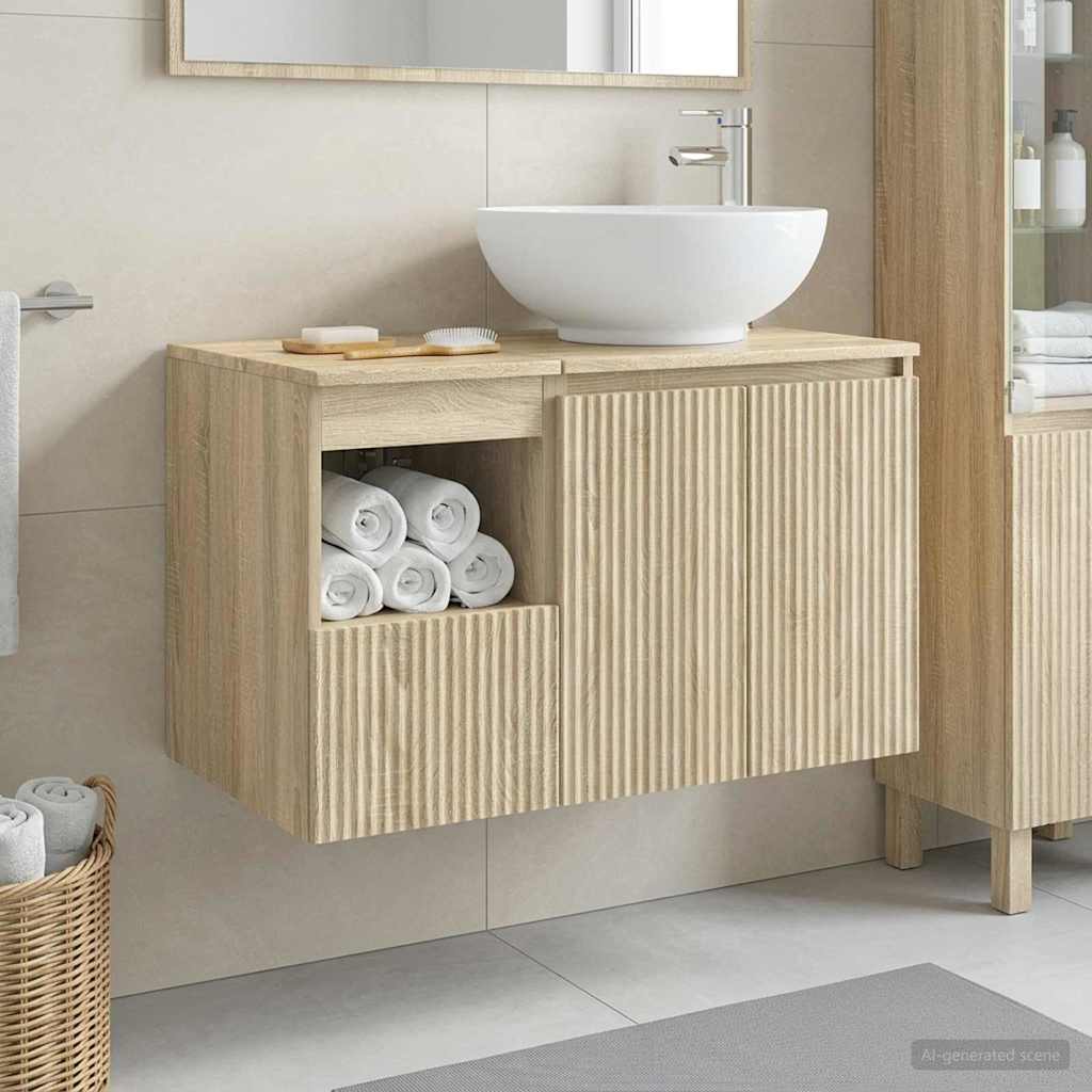 vidaXL Bathroom Furniture Set 2 pcs Sonoma Oak Engineered Wood
