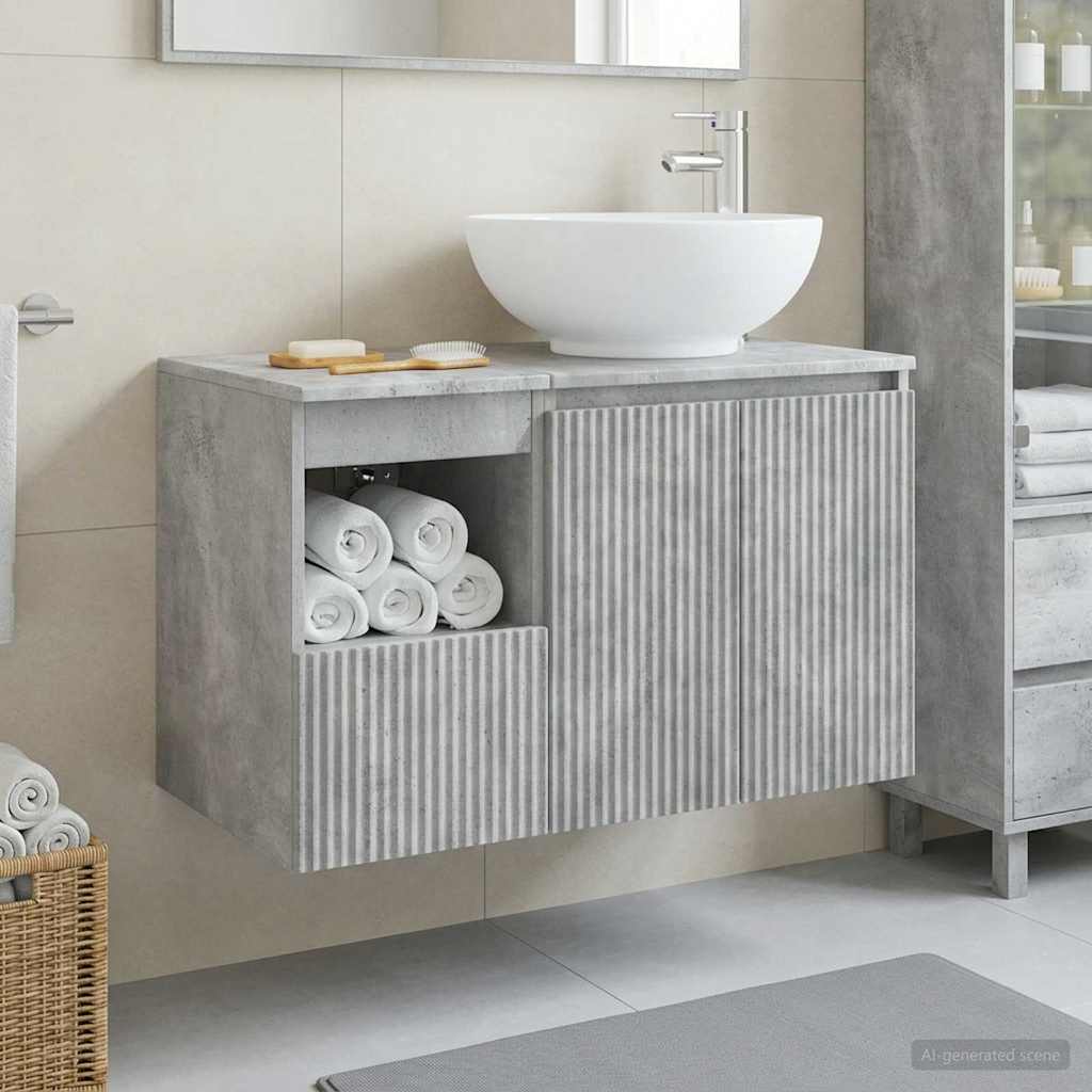 vidaXL Bathroom Furniture Set 2 pcs Concrete Grey Engineered Wood